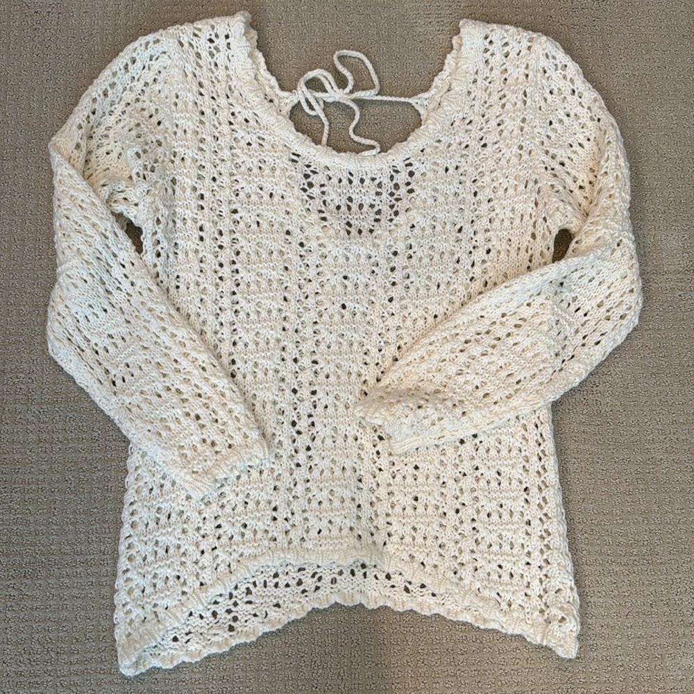 Venus Cream Open Knit Sweater L